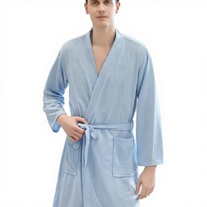Women's & Men's Elastic Waist Solid Front Waffle Bathrobes-Breathable Quick-Drying Water-Absorbent Summer Robes - Product Image 3