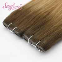 Extensions de cheveux de luxe, mèches papillon slaves à donneur unique, 22 pouces, blond cendré platine, balayage racine, trame hybride sans couture