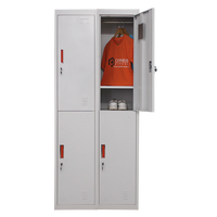 Casier en acier à double niveau à 4 compartiments avec serrure à clé pour le rangement des vêtements dans le vestiaire du gymnase/club