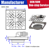 Drain de sol pour machine à laver de luxe en acier inoxydable 304 de 6 pouces, personnalisable ODM/OEM, écologique, pour salle de bain, balcon, usage domestique