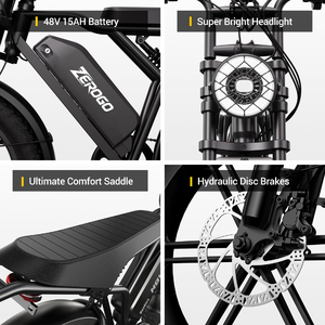 Promoción Zerogo Ebike Bicicleta Eléctrica de Montaña V8 Fatboy con Pedales, Almacén en el Extranjero, Precio de Fábrica - Product Image 6