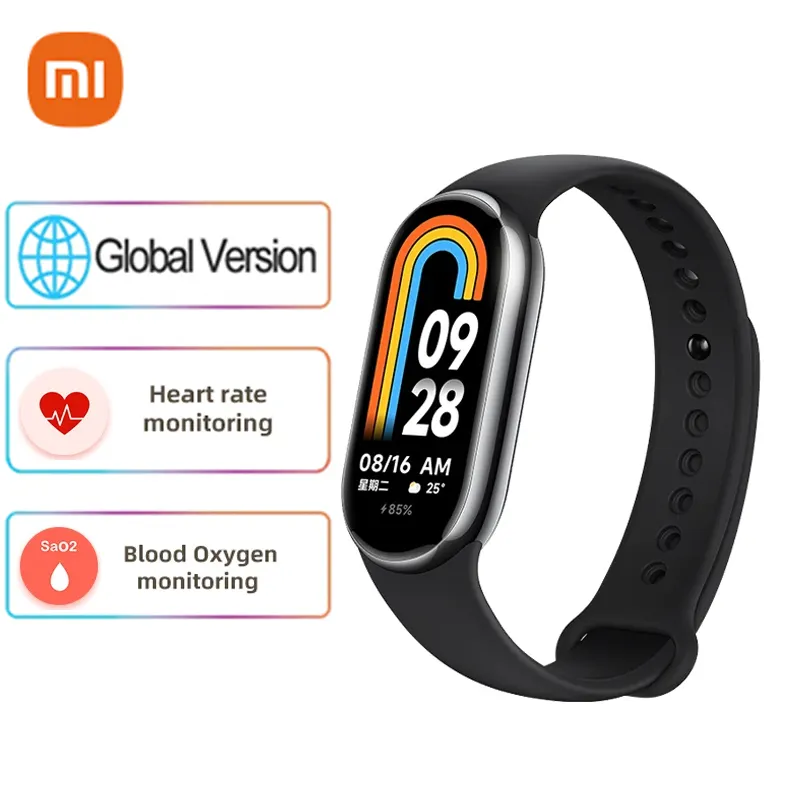 Stokta küresel orijinal Xiaomi Mi Band 8 bilezik spor spor bileklik nabız monitörü NFC akıllı bant izle