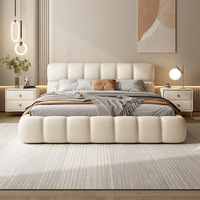 Atunus Lit Nuage Italien Nordique Rembourré Lit Double Blanc Nouveau Design Plateforme en Tissu Bois Lit Moderne Taille Queen pour Chambre