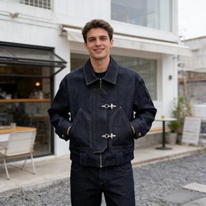 <span class=keywords><strong>Giacca</strong></span> da Lavoro in <span class=keywords><strong>Denim</strong></span> Pesante con Zip e Cintura, Stile Vintage Acid Washed <span class=keywords><strong>Oversize</strong></span>, Servizio OEM Personalizzato per Abbigliamento Streetwear - Product Image 3