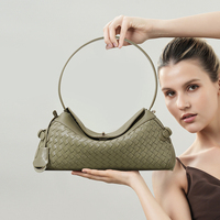 Sac à Main de Luxe Tendance, Confortable, en Cuir Véritable Tressé, Portable, Style Vintage, pour Femme