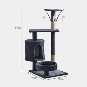 डबल बिल्ली घर खरोंच पोस्ट के साथ बड़े अनुकूलन योग्य बिल्ली पेड़ - Product Image 3