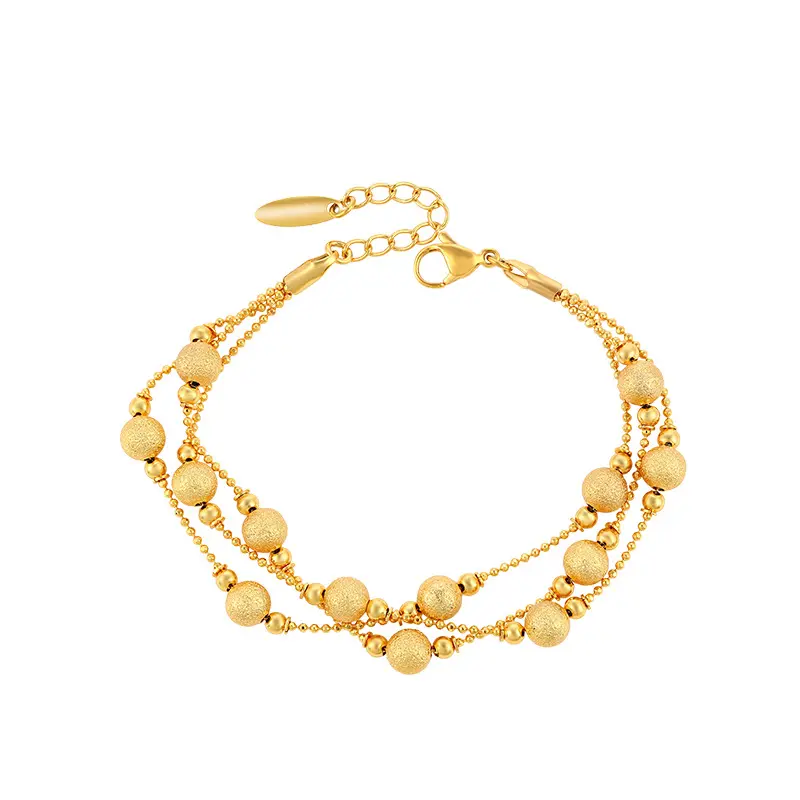 Sandblasted Transfer Bead Multi-Plated 24K Gold Fashion Retro Personality Women's Bracelet