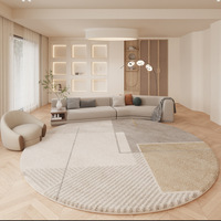 Tapis rond moderne en fausse fourrure de cachemire, lavable, à poils plats, antidérapant, pour intérieur/extérieur, fabriqué à la machine
