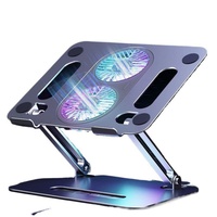 Support de refroidissement pour ordinateur portable en aluminium à prix d'usine, avec double ventilateur RGB, pliable et ergonomique, pour bureau