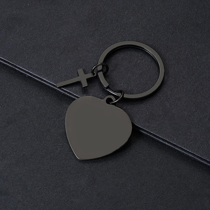 Porte-clés croix cœur 30 mm - Noir