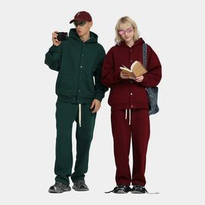 2025 Autumn Winter New American Style Loose 510g Eco-Friendly Windproof Heart Pattern Trendy Brand Button Sweatshirt <b>Hoodie</b> - Product Image 1