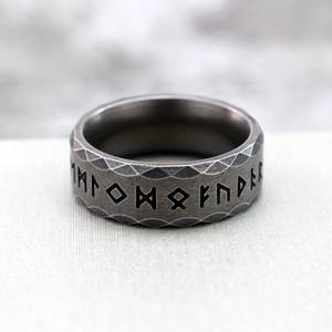 Retro Stainless Steel Men's <b>Ring</b> With Viking Rune Pattern Geometric Design Gift Jewelry - Product Image 4