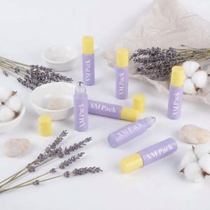 Premium Transparent Glass Cylinder <strong>Roller</strong> Bottle Cooling Essential Oil <strong>Perfume</strong> 10ml Silk Screen Printed Luxury Carton Bottle - Product Image 1
