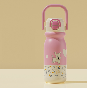 Garrafa de Água Portátil de Aço Inoxidável com Canudo para Crianças e Estudantes, 500ml, Novo Design de Desenho Animado Fofo para Uso Externo - Product Image 3