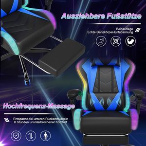 Coussin de siège à ressort de poche Massage chaise de jeu ergonomique RGB LED Sillas <span class=keywords><strong>Gamer</strong></span> Play Game Racing Chair avec haut-parleurs <span class=keywords><strong>Bluetooth</strong></span> - Product Image 5
