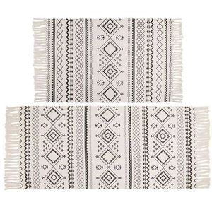 Tapis de sol tissé à la main avec pompons, pour chambre à coucher, lavable en machine, tapis simple - Product Image 2