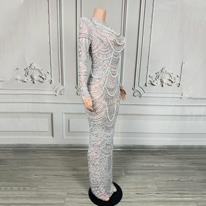Abito da Sposa Novance Y3710 da <span class=keywords><strong>Donna</strong></span>, Stile Designer, a Maniche Lunghe, con Applicazioni di Perline, Antistatico, per Serate ed Eventi Speciali - Product Image 4