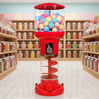Distributeur automatique de capsules de jouets de grande capacité (120-200 pièces) en ABS/PC rouge, fonctionnant avec des pièces de monnaie et des jetons