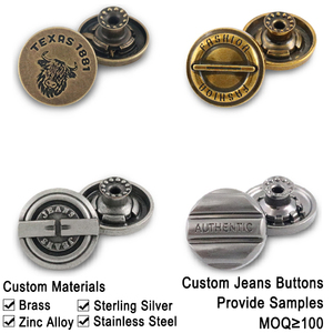 Bottoni Personalizzati in Lega di Ottone Dorata 12mm/20mm, Rivetti Lavabili in Metallo per Jeans e Giacche, Senza Nichel - Product Image 1
