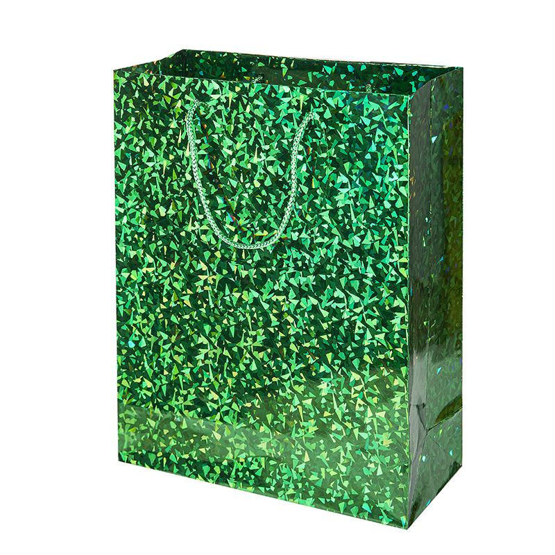 Wholesale Hot Sale Glass Fragment Holographic Gift Carton Paper Bags Packaging Plain Laser Paper Bags Manufacturer With Handles