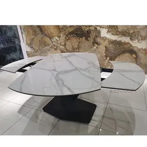 Revolving Dining Room Furniture Ceramic top powder coated painting dining table modern