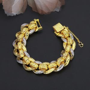 Pulseras de Cadena Gruesa Chapadas en Oro y Plata de 24K de Moda de Jxx Fashion, Hechas Principalmente de Latón, para Mujer, Venta al Por Mayor - Product Image 4