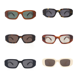 Lunettes de soleil unisexes rectangulaires à monture fine en acétate, style rétro années 90 Y2K, verres carrés anti-UV, mode streetwear, personnalisables avec LOGO - Product Image 1