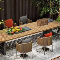 Ensemble table et chaises de jardin moderne en corde tressée pour villa, complexe hôtelier, jardin, restaurant, hôtel, terrasse, balcon