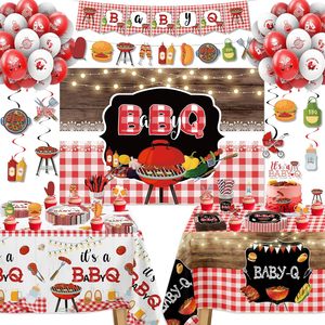 Set de Decoración para Baby Shower Baby <span class=keywords><strong>Q</strong></span>, Platos de Papel, Vasos, Servilletas, Mantel, Fondo, Espirales, Pancarta, Globos, Adornos para Pasteles, Cubiertos, Decoración con Pajitas - Product Image 4