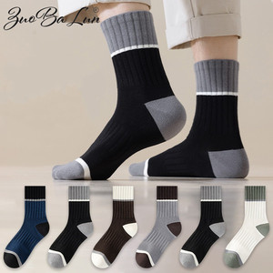 Vente en gros de chaussettes de sport à couleur bloquée pour hommes absorbant la sueur et les odeurs avec chaussettes <span class=keywords><strong>mi</strong></span>-longues - Product Image 3