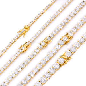 Pulsera de tenis de moissanita de lujo de plata de ley 925 con diamantes VVS, certificada GRA, ajustable, estilo Hip Hop, para bodas y fiestas - Product Image 2