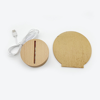 Socle lumineux en bois avec plaques acryliques transparentes et support d'affichage de lampe à illusion 3D, alimentation USB, lumières multicolores