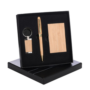 Factory Wholesale High-end Pen Gift Box Sets Bamboo Keychain for Giving Gifts Business