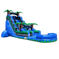 Structure gonflable commerciale pour jardin, avec toboggan aquatique tropical en marbre, château gonflable et piscine, 0,55 mm