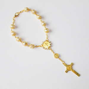 สร้อยข้อมือลูกประคำศาสนาขายดี ประดับมุกแก้ว พร้อมจี้กางเขนสำหรับล้างรถ เหมาะสำหรับเป็นของขวัญ - Product Image 2