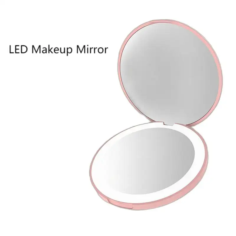 Fábrica atacado Maquiagem LED Espelho Mini Pocket Mirror com luz LED