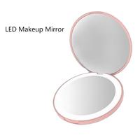 Vente en gros en usine Miroir de maquillage LED Mini miroir de poche avec lumière LED