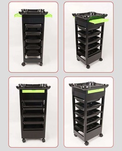 <b>Black</b> PP Salon <b>Trolley</b> Hairdressing Beauty Cart with 5 Drawers 1 Tray 4 Wheels Modern Storage Furniture - Product Image 4