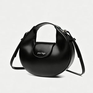 Sac à bandoulière pour femme en cuir végétalien, sac hobo, sac à main en PU, sac bandoulière, deux sangles, fermeture éclair, portable, logo personnalisé, sac à main tendance, petit format - Product Image 1