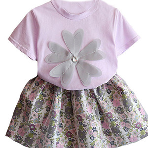 Ropa de Bebé, Nuevos Diseños de Vestidos Florales Morados, Falda y Camiseta con Estampado a Juego para Niñas - Product Image 6