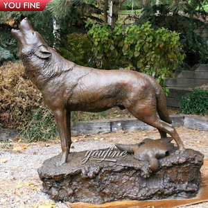 Il lupo di bronzo del giardino a grandezza naturale mangia le statue degli agnelli - Product Image 5