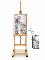 HAOCROWN Bingkai Seni Digital Kayu 32 Inci Custom Cloud CMS Layar LCD untuk Iklan Dinding, Cocok untuk Galeri, Hotel, Toko Ritel
