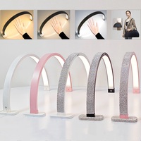 Lampe LED 30 Pouces Demi-Lune pour Ongles, Lampe de Manucure de Table, Lampe de Bureau pour Ongles, Lumières Annulaires Courbées de Bureau pour Salons de Cils avec Support de Téléphone