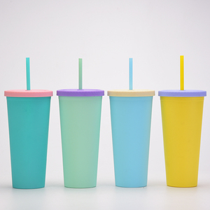 Nuovo Bicchiere Ecologico Portatile da 24oz con Doppia Cannuccia, Design Creativo Satinato Mix & Match - Product Image 2