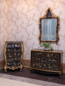 Yips-Conjunto de muebles de dormitorio de lujo con diseño floral pintado a mano, serie americana, blanco, arroz, clásico europeo - Product Image 2