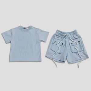 Ensembles de vêtements pour petit garçon, t-shirts personnalisés avec logo brodé, shorts cargo, shorts en coton et ensemble chemise et short - Product Image 4