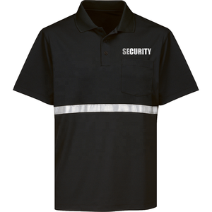 Đen an ninh pocketed Polo với sọc phản chiếu và logo tùy chỉnh 100% polyester khô phù hợp với công việc Mặc Bảo vệ an ninh t Áo sơ mi - Product Image 2