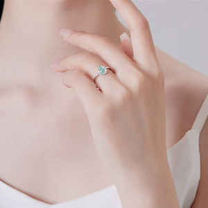 S925 <b>Silver</b> Wedding Party <b>Ring</b> Set Natural A-Grade Jadeite Blue Water Lily Ice-Grade Jade Women's <b>Adjustable</b> Rhodium Plated <b>Ring</b> - Product Image 1