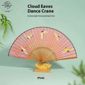 Abanico Plegable de Bambú, Estilo Vintage, Abanico Tradicional Chino de Seda con Diseño Floral y Borla de Bambú - Product Image 5