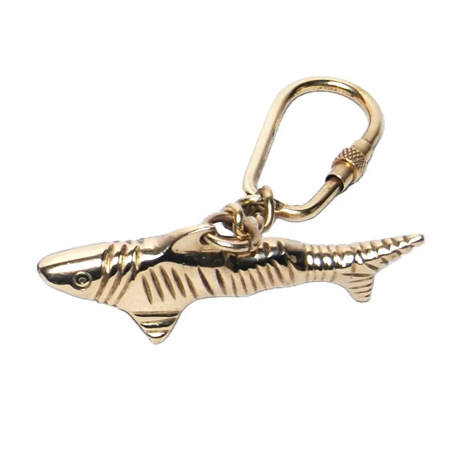 Chaveiro ou chaveiro de bronze náutico, tema do tubarão do peixe da índia